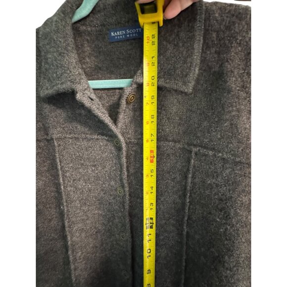 Karen Scott Womens Pure Wool Cardigan Jacket Made In Australia Button Front Dark - Picture 13 of 13